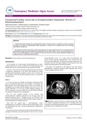 Unexpected Cardiac Arrest Due to Extrapericardial Tamponade
