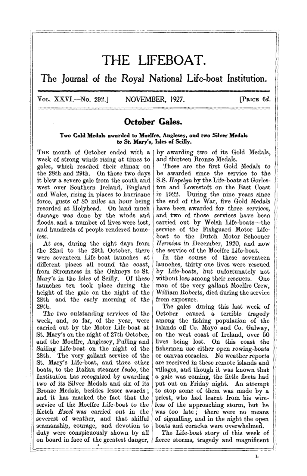 THE LIFEBOAT. the Journal of the Royal National Life-Boat Institution