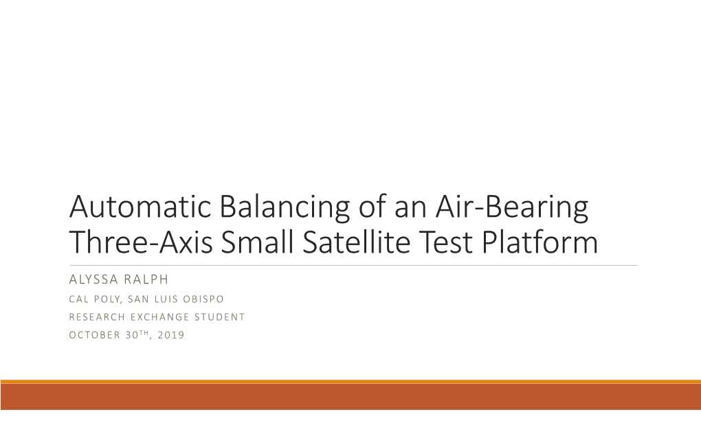Automatic Balancing of an Air-Bearing Three-Axis Small Satellite Test Platform