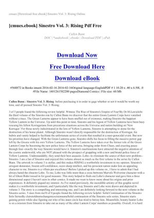 Cmues [Download Free Ebook] Sinestro Vol. 3: Rising Online