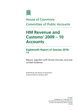 HM Revenue and Customs' 2009 – 10 Accounts