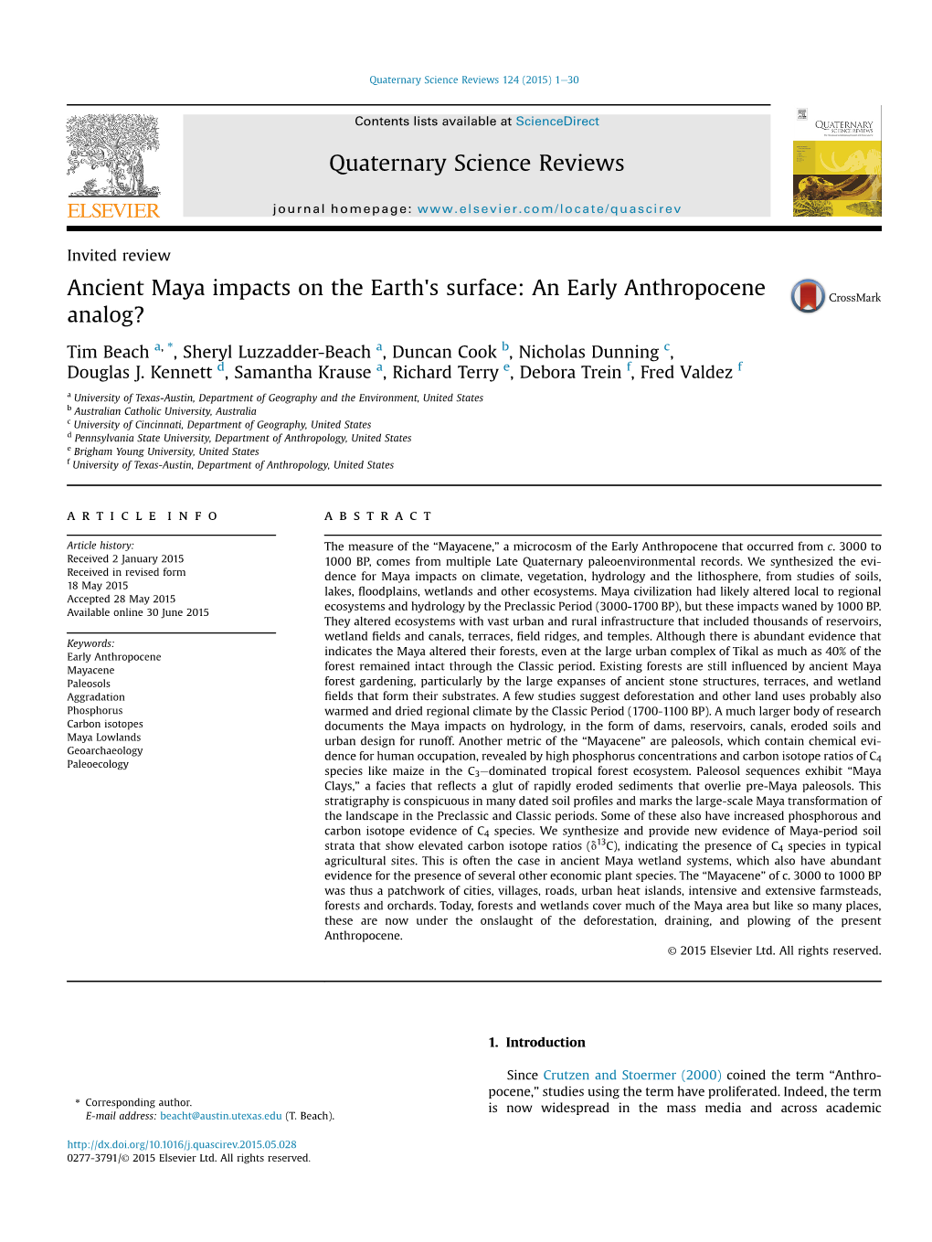 Ancient Maya Impacts on the Earth's Surface: an Early Anthropocene Analog?