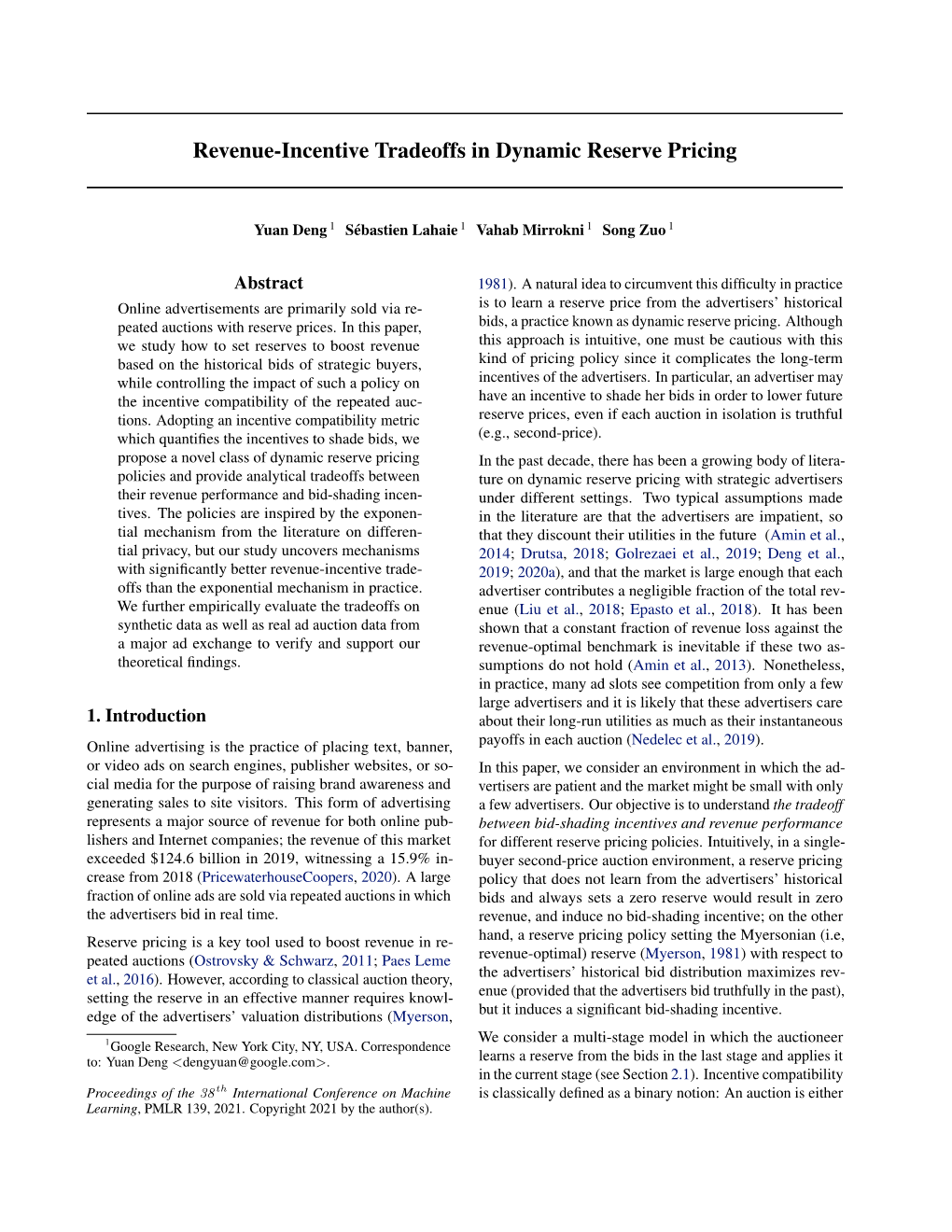 Revenue-Incentive Tradeoffs in Dynamic Reserve Pricing
