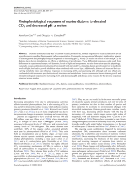 Photophysiological Responses of Marine Diatoms To'elevated'co2