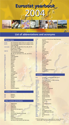 List of Abbreviations and Acronyms Eurostat Yearbook
