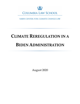 Climate Reregulation in a Biden Administration