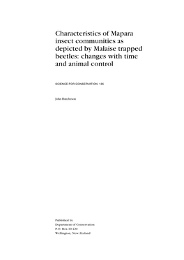 Characteristics of Mapara Insect Communities As Depicted by Malaise Trapped Beetles: Changes with Time and Animal Control