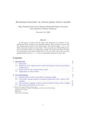 Rotational Invariance in Critical Planar Lattice Models