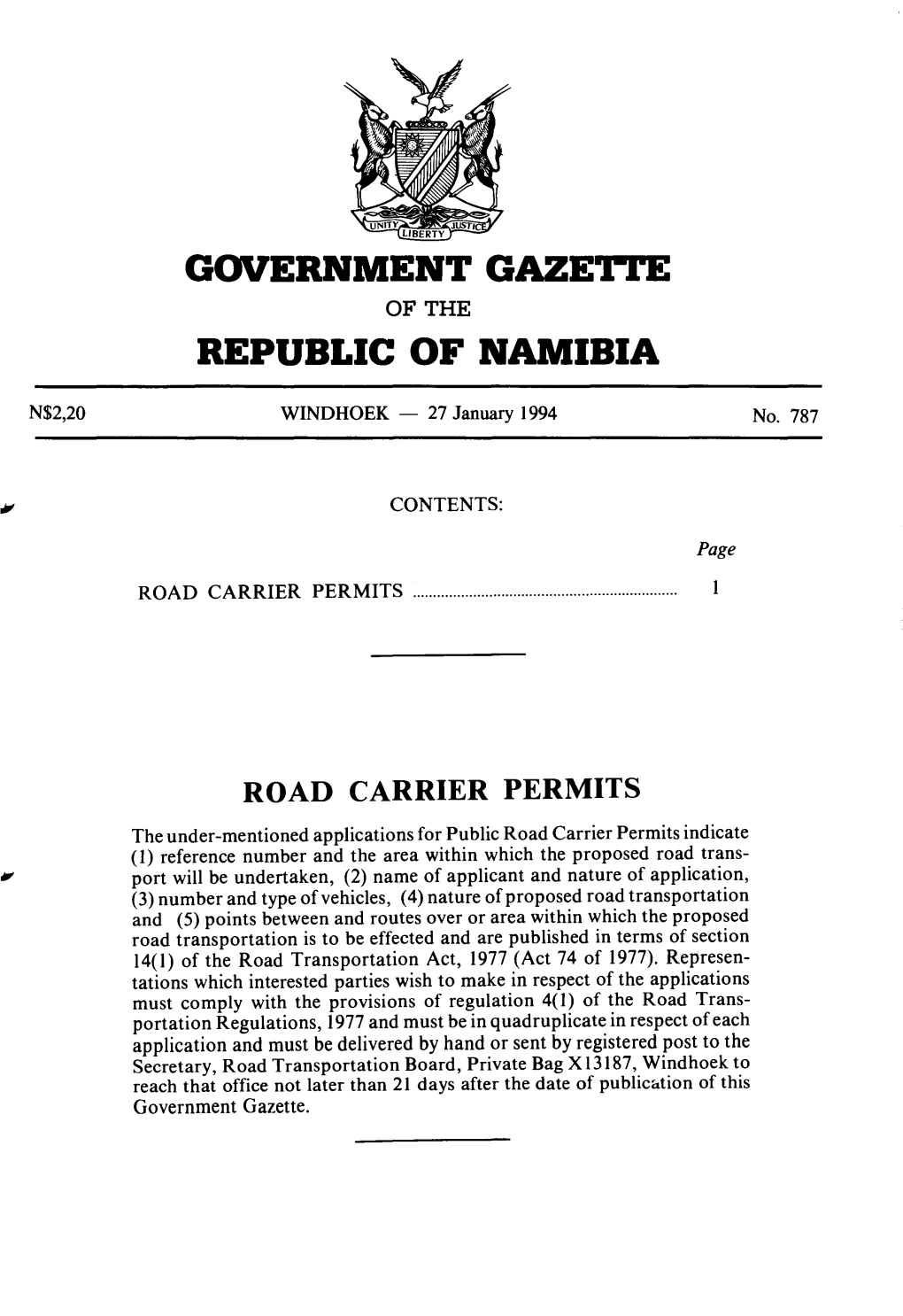 Government Gaze'i.I'e Republic of Namibia