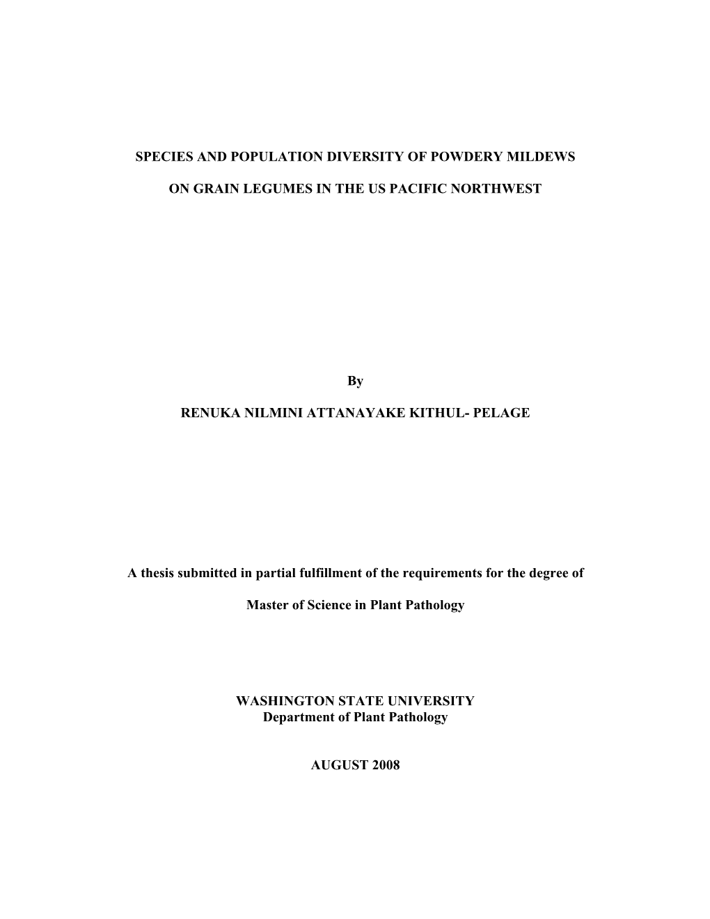 Species and Population Diversity of Powdery Mildews