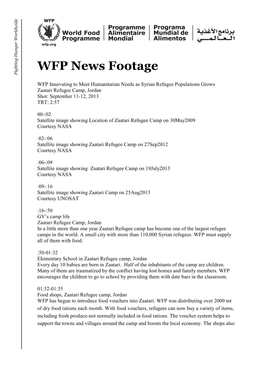 WFP News Footage