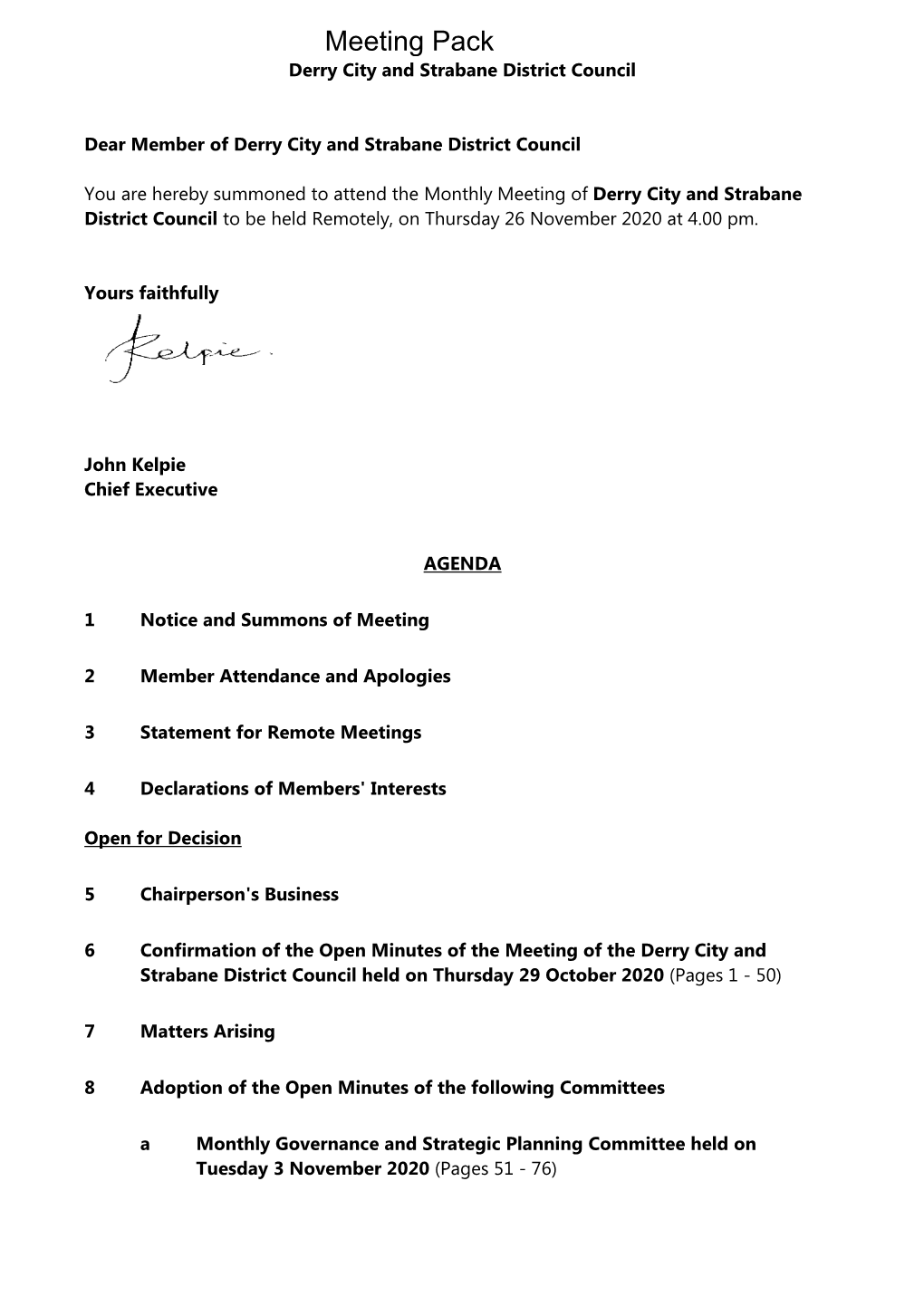 (Public Pack)Agenda Document for Derry City and Strabane District