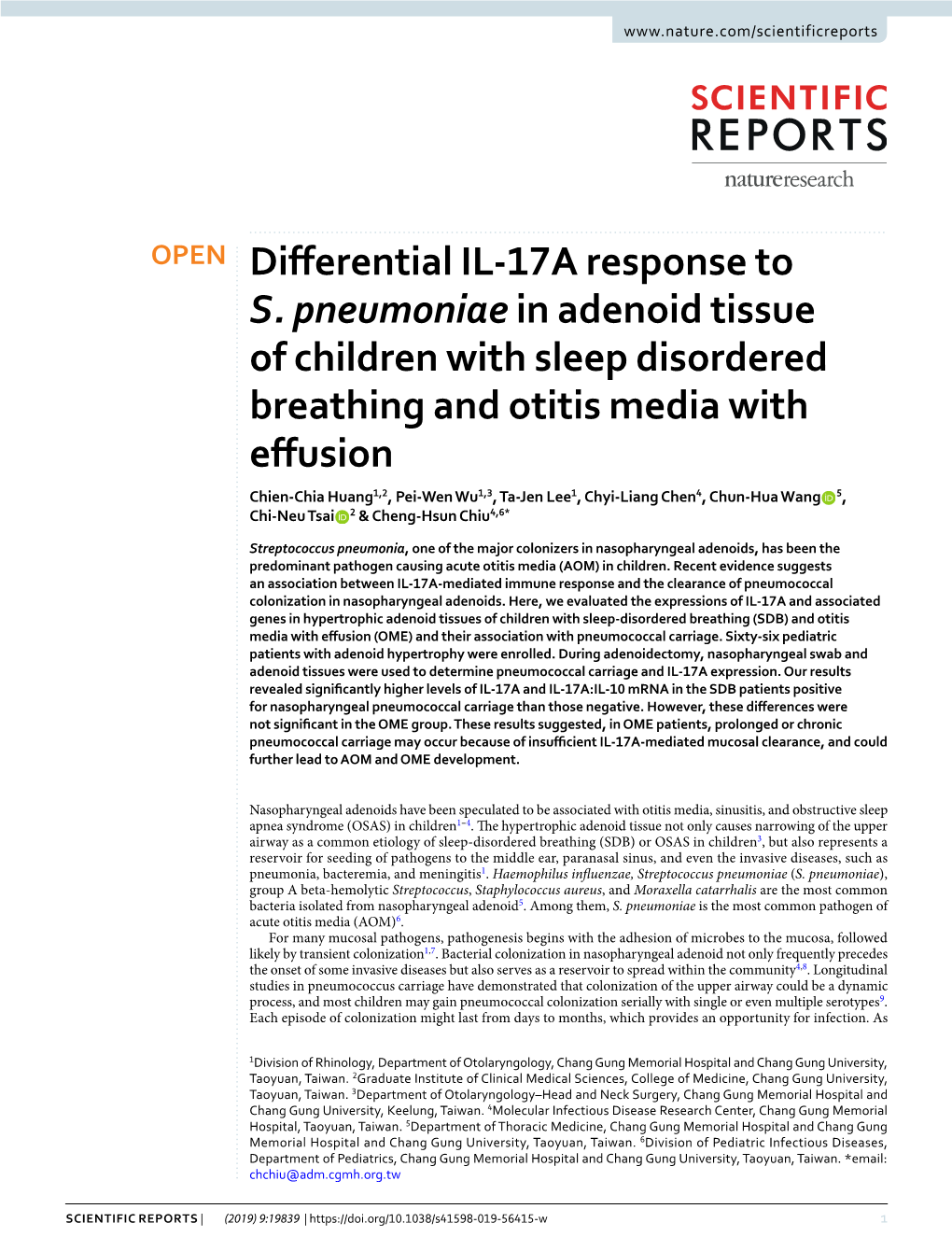 Differential IL-17A Response to S. Pneumoniae in Adenoid Tissue Of