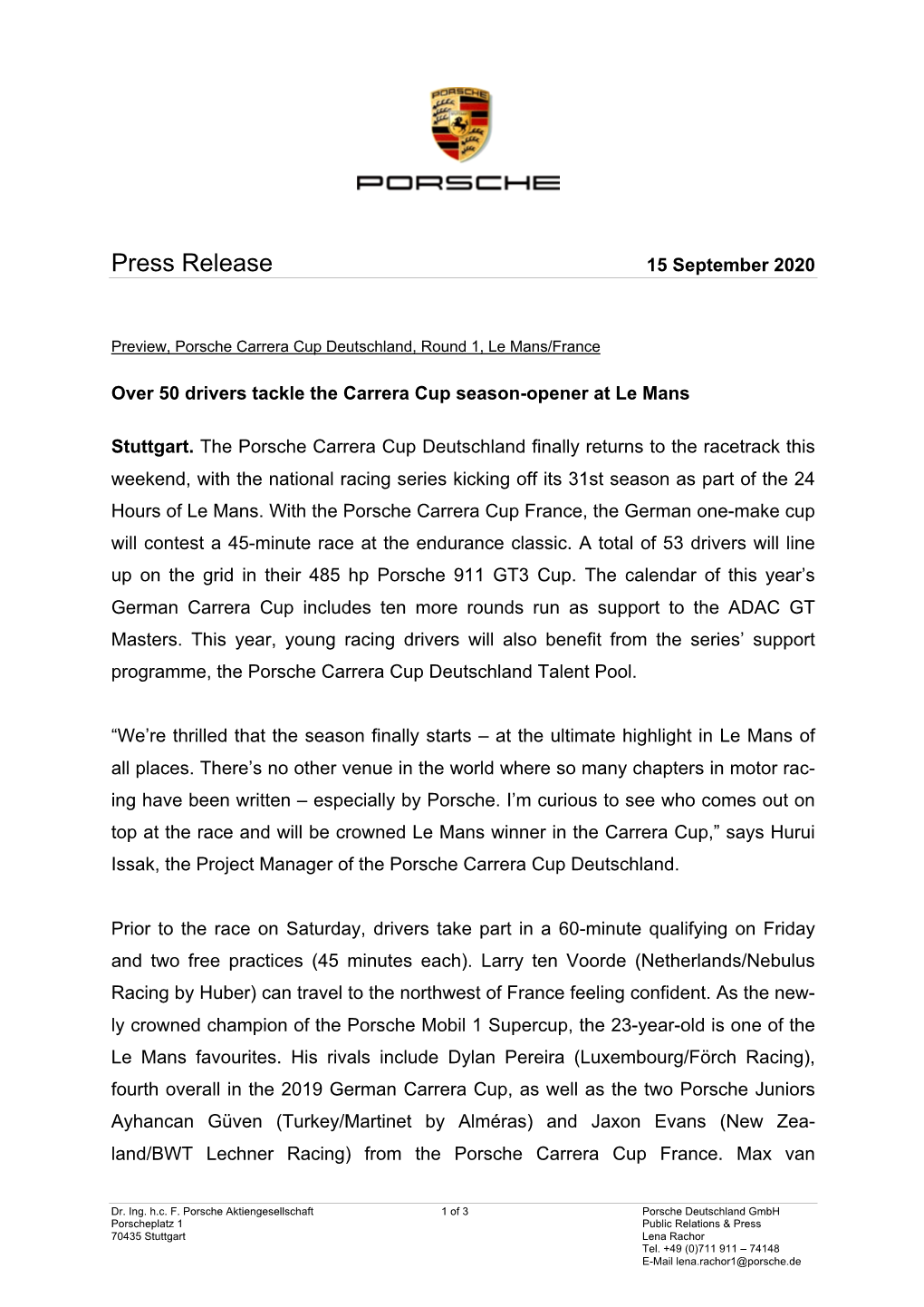 Press Release 15 September 2020