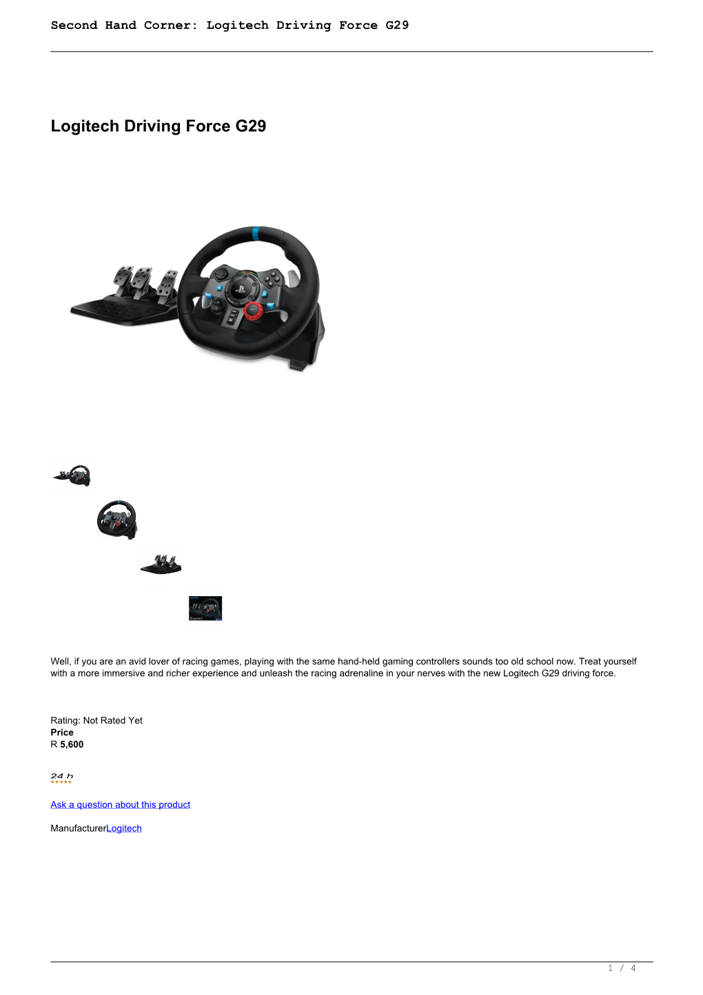 Logitech Driving Force G29