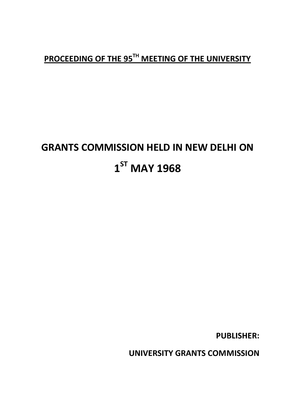 Grants Commission Held in New Delhi On