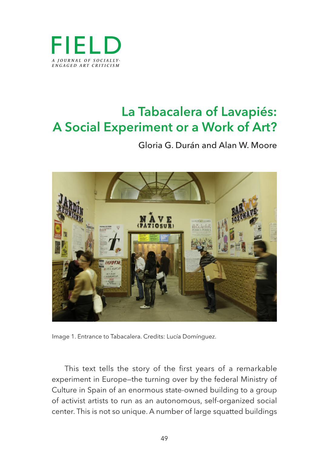 La Tabacalera of Lavapiés: a Social Experiment Or a Work of Art? Gloria G