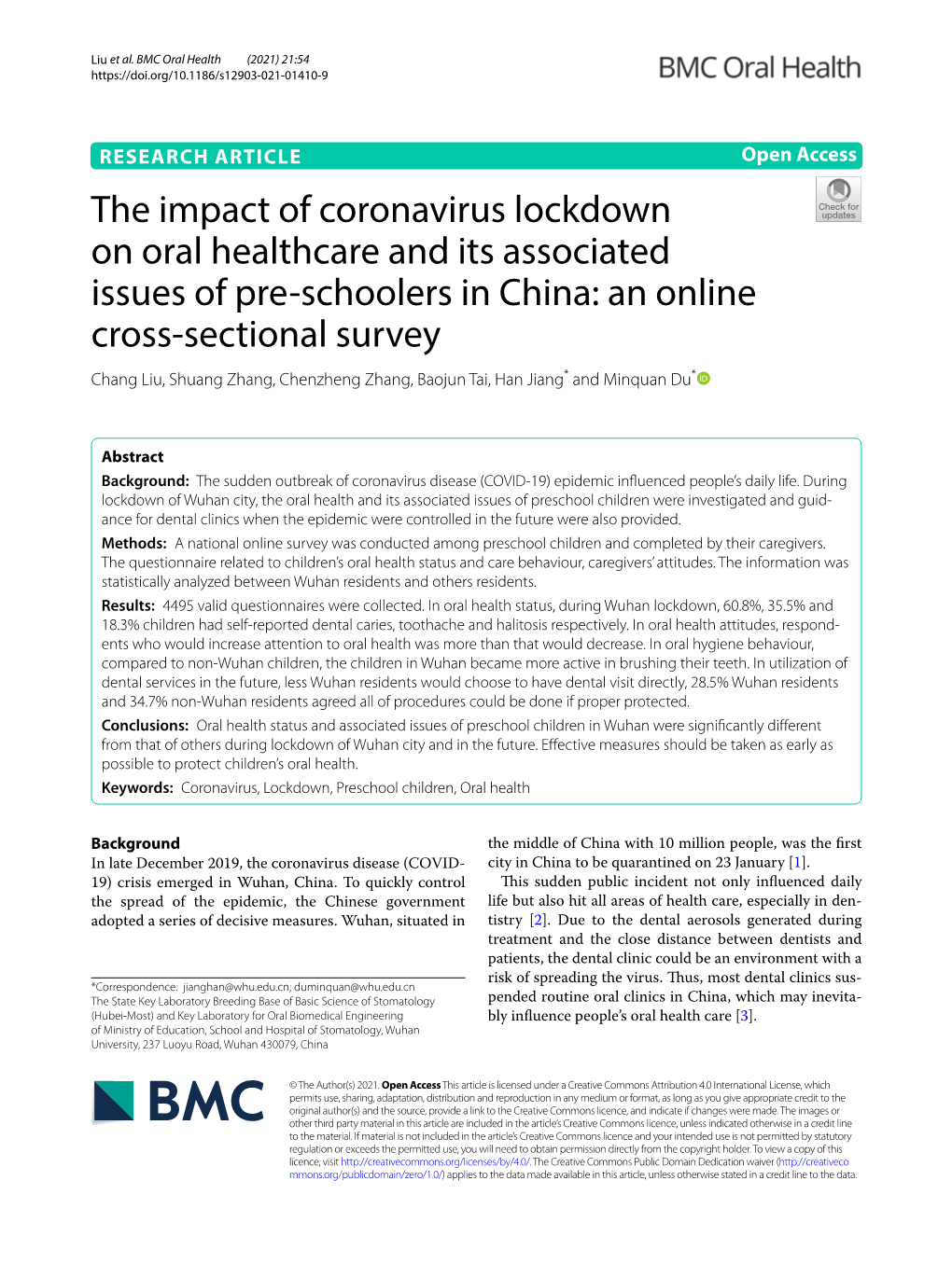 The Impact of Coronavirus Lockdown on Oral Healthcare and Its