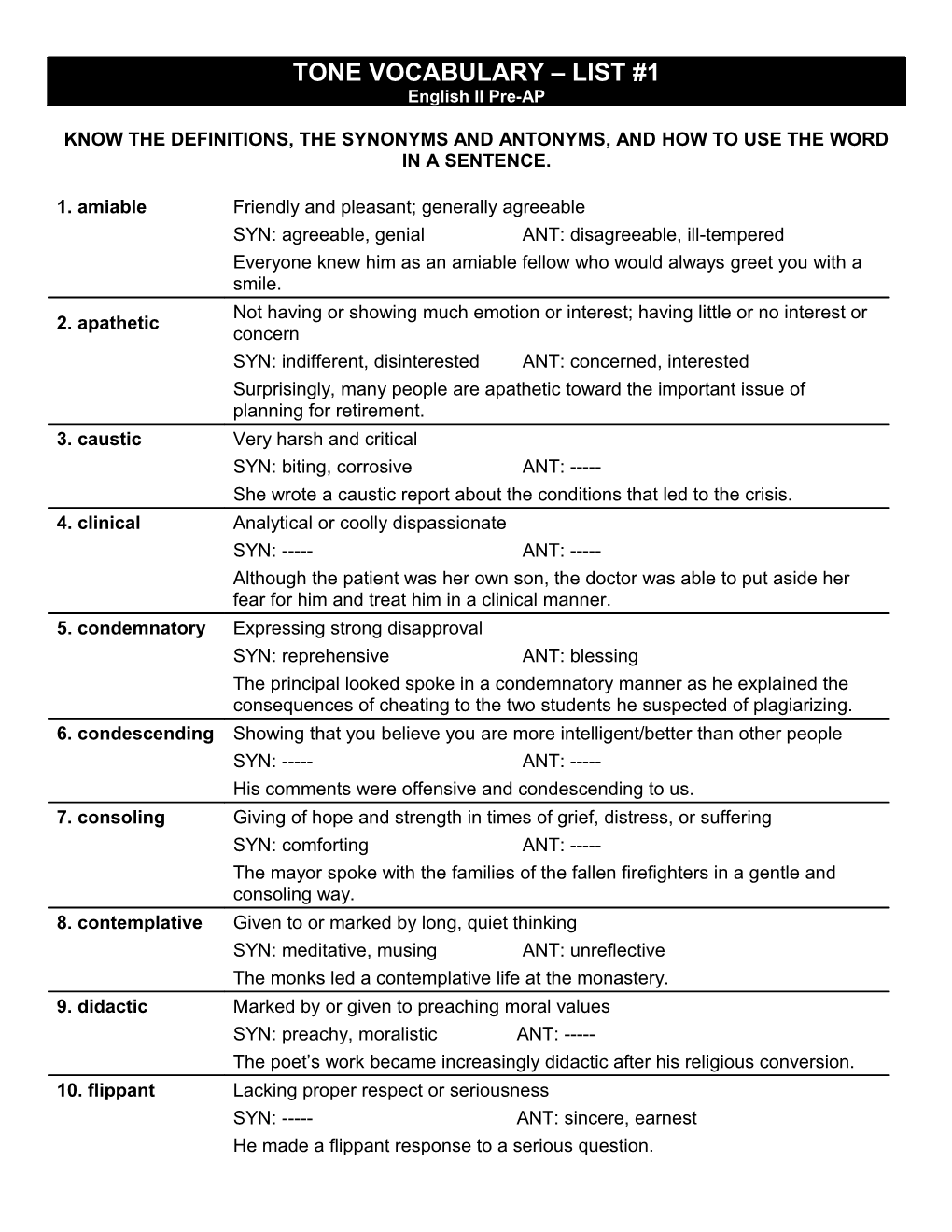 Sat Vocabulary Unit 1 s2