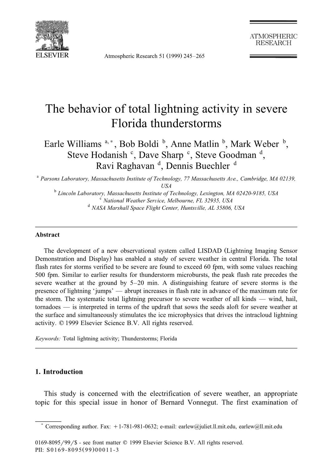 The Behavior of Total Lightning Activity in Severe Florida Thunderstorms