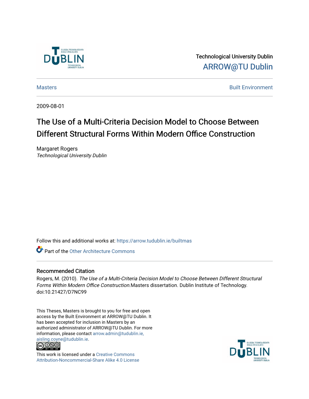 The Use of a Multi-Criteria Decision Model to Choose Between Different Structural Forms Within Modern Office Construction