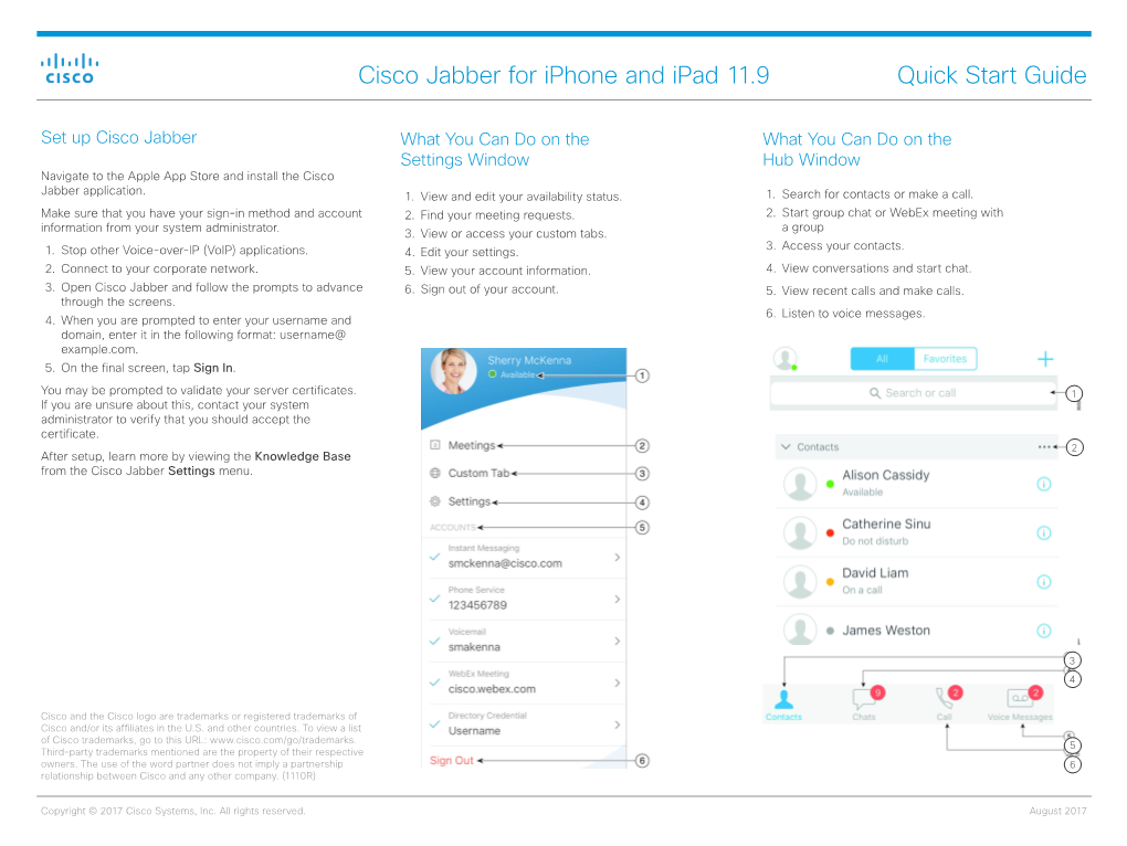 Cisco Jabber for Iphone and Ipad 11.9 Quick Start Guide