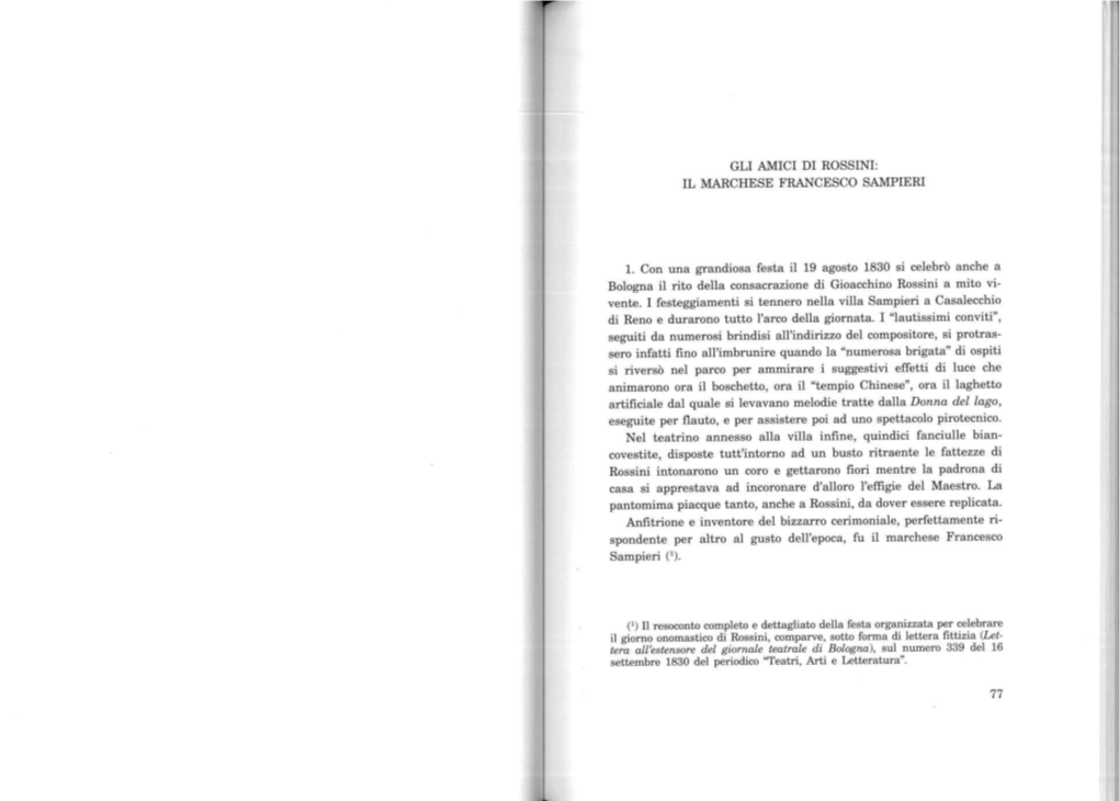 Gli Amici Di Rossini: Il Marchese Francesco Sampieri