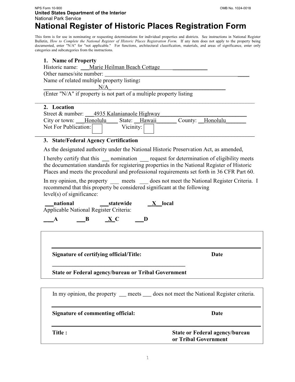 National Register of Historic Places Registration Form