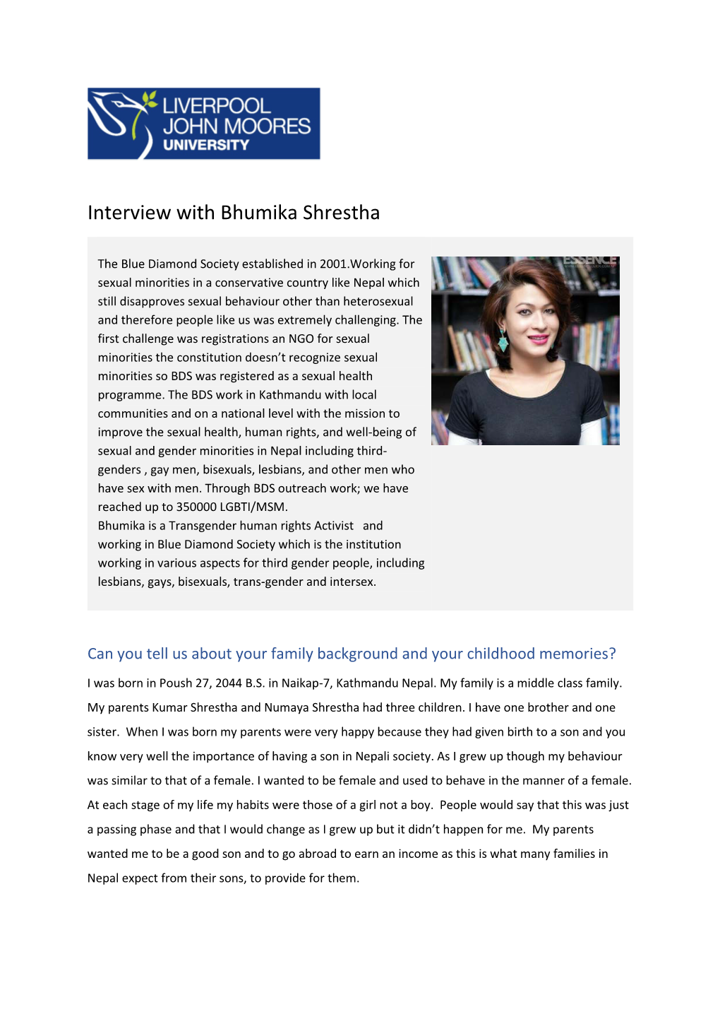Interview with Bhumika Shrestha