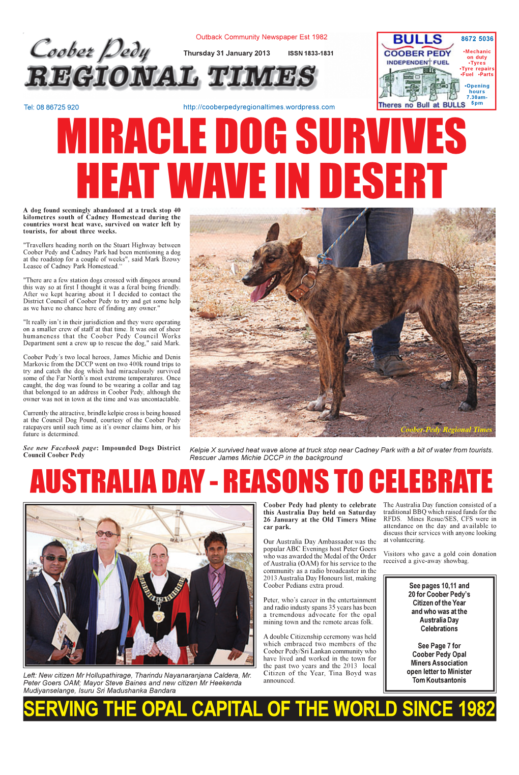 Coober Pedy Regional Times Future Is Determined