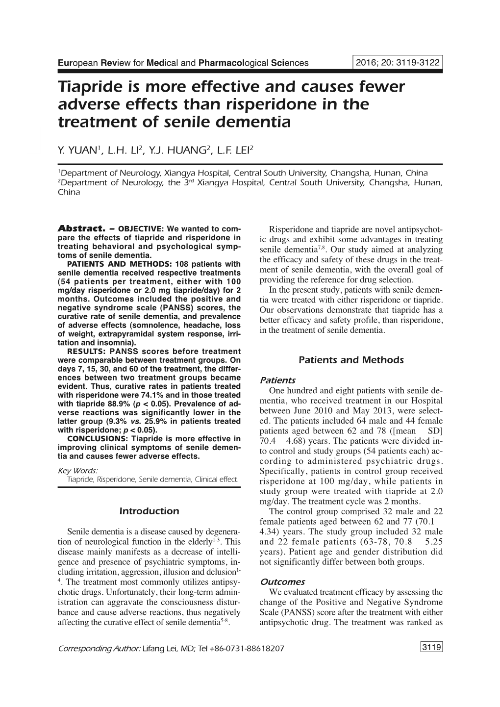 3119-3122-Tiapride Is Better Than Risperidone in Treating Senile Dementia