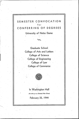 1944-02-25 University of Notre Dame Commencement Program