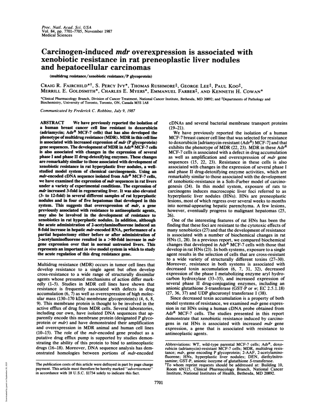 Carcinogen-Induced Mdr Overexpression Is Associated With