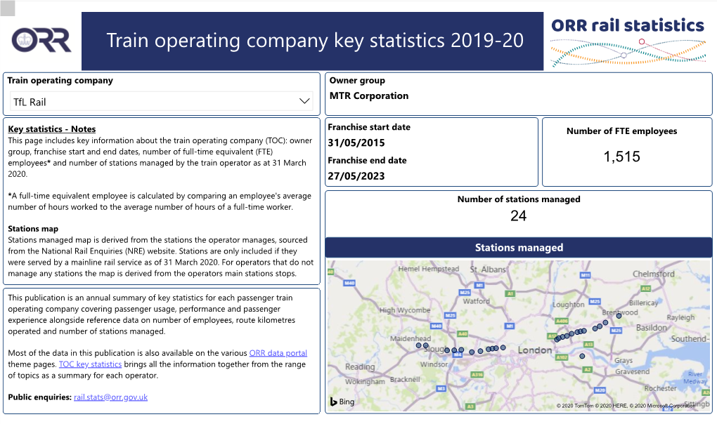 Train Operating Company Key Statistics 2019-20