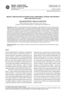 Miestų Urbanistinės Plėtros Įtaka Teritorijų Viešojo Transporto Organizavimo Lygiui