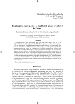 Psychoactive Plant Species – Actual List of Plants Prohibited in Poland