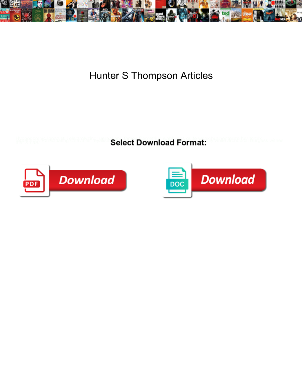 Hunter S Thompson Articles