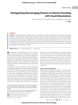 Distinguishing Neuroimaging Features in Patients Presenting with Visual Hallucinations