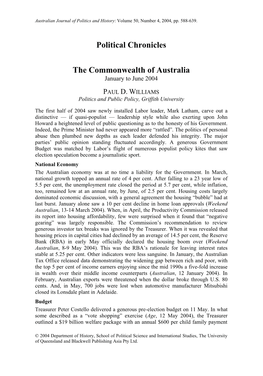 Political Chronicles the Commonwealth of Australia