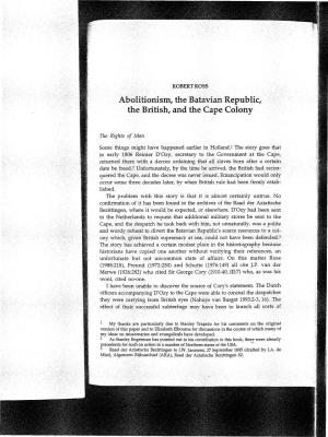 Abolitlonism, The, Batavian Republic, the British, and the Capecolony