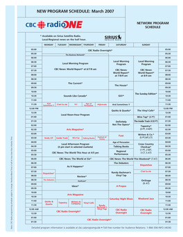 New Network R1 Schedule 06/07