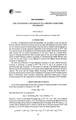 THE OCHANINE K-INVARIANT IS a INVARIANT BROWN-KERVAIRE