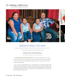 Smoothing the Way Blue Grass Farms Charities Offers a Leg up to Thoroughbred Farm Workers