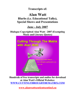 Alan Watt Blurbs (I.E