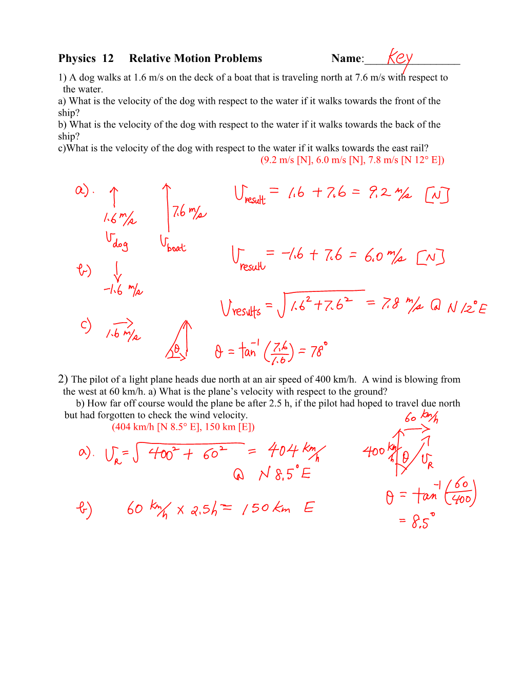 Extra Relative Motion Problems