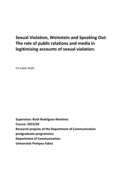 Sexual Violation, Weinstein and Speaking Out: the Role of Public Relations and Media in Legitimising Accounts of Sexual Violation