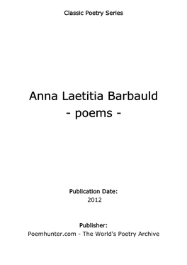 Anna Laetitia Barbauld - Poems