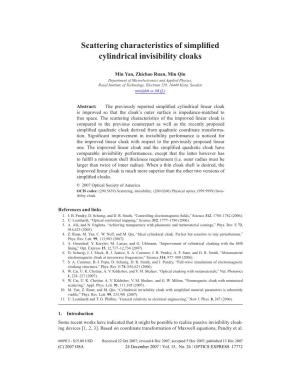 Scattering Characteristics of Simplified Cylindrical Invisibility Cloaks