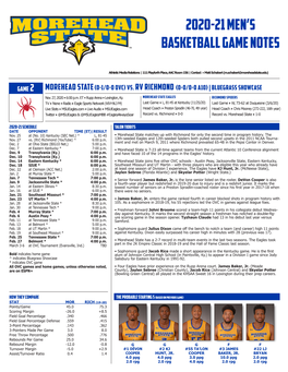2020-21 Men's Basketball GAME NOTES