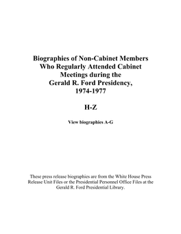 Biographies of Non-Cabinet Members Who Regularly Attended Ford